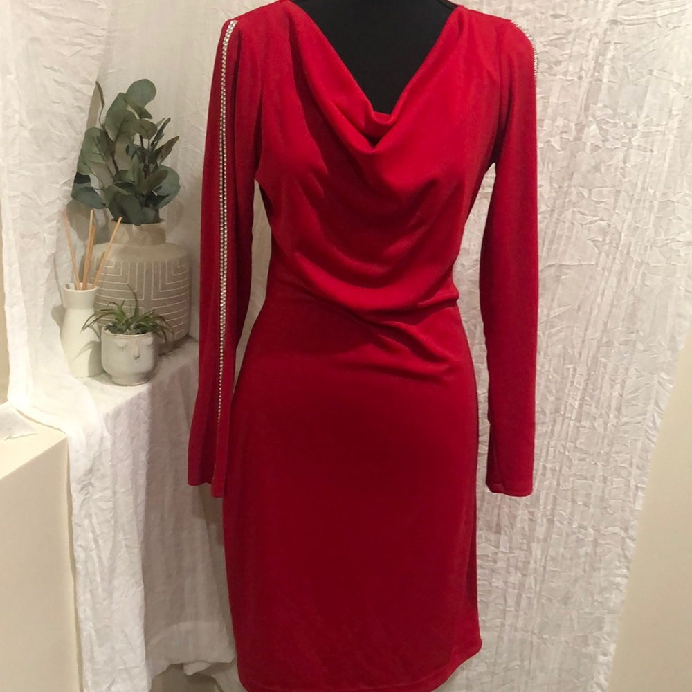 Red long sleeve dress